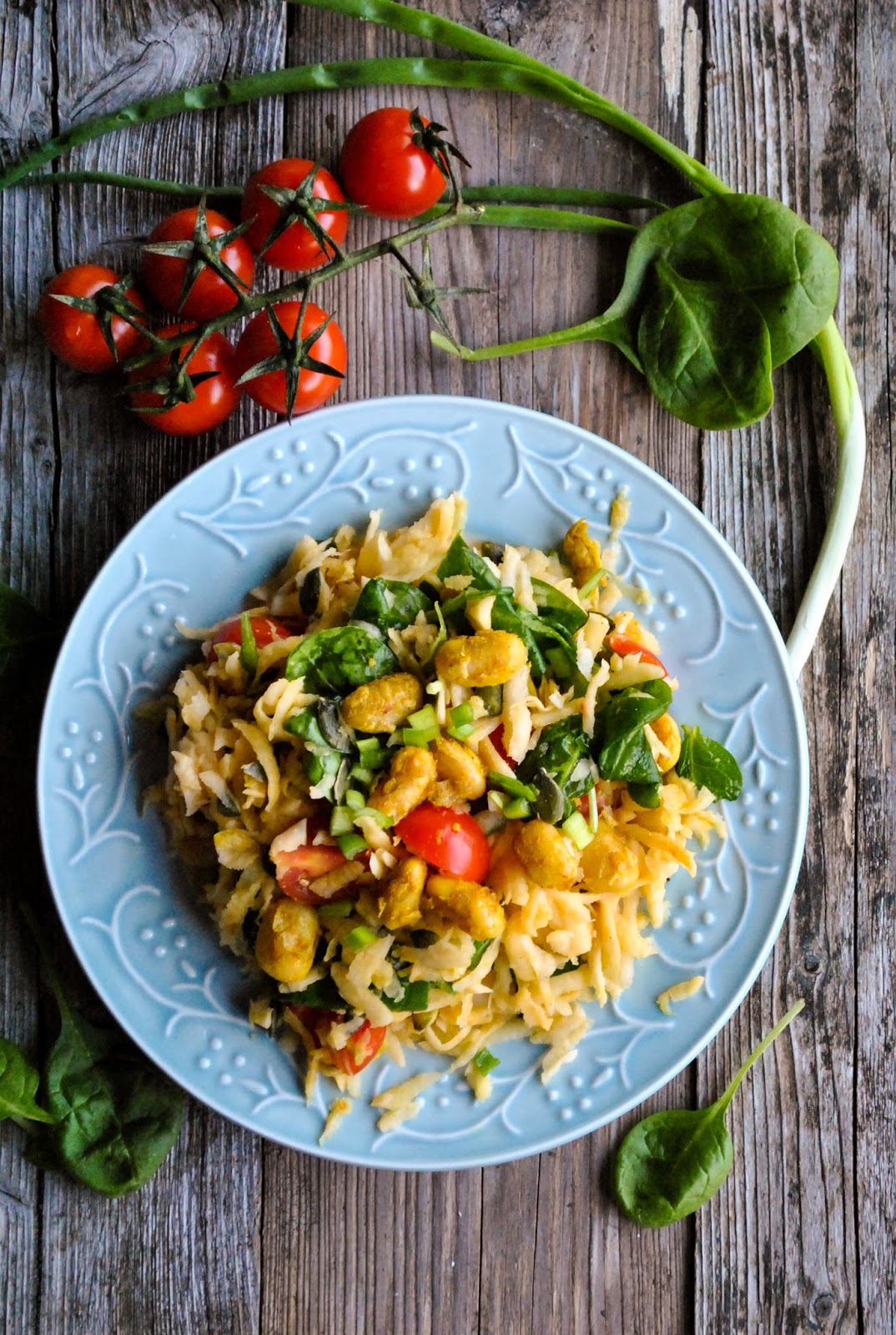 Vegan rutabaga salad with curried beans VeganSandra