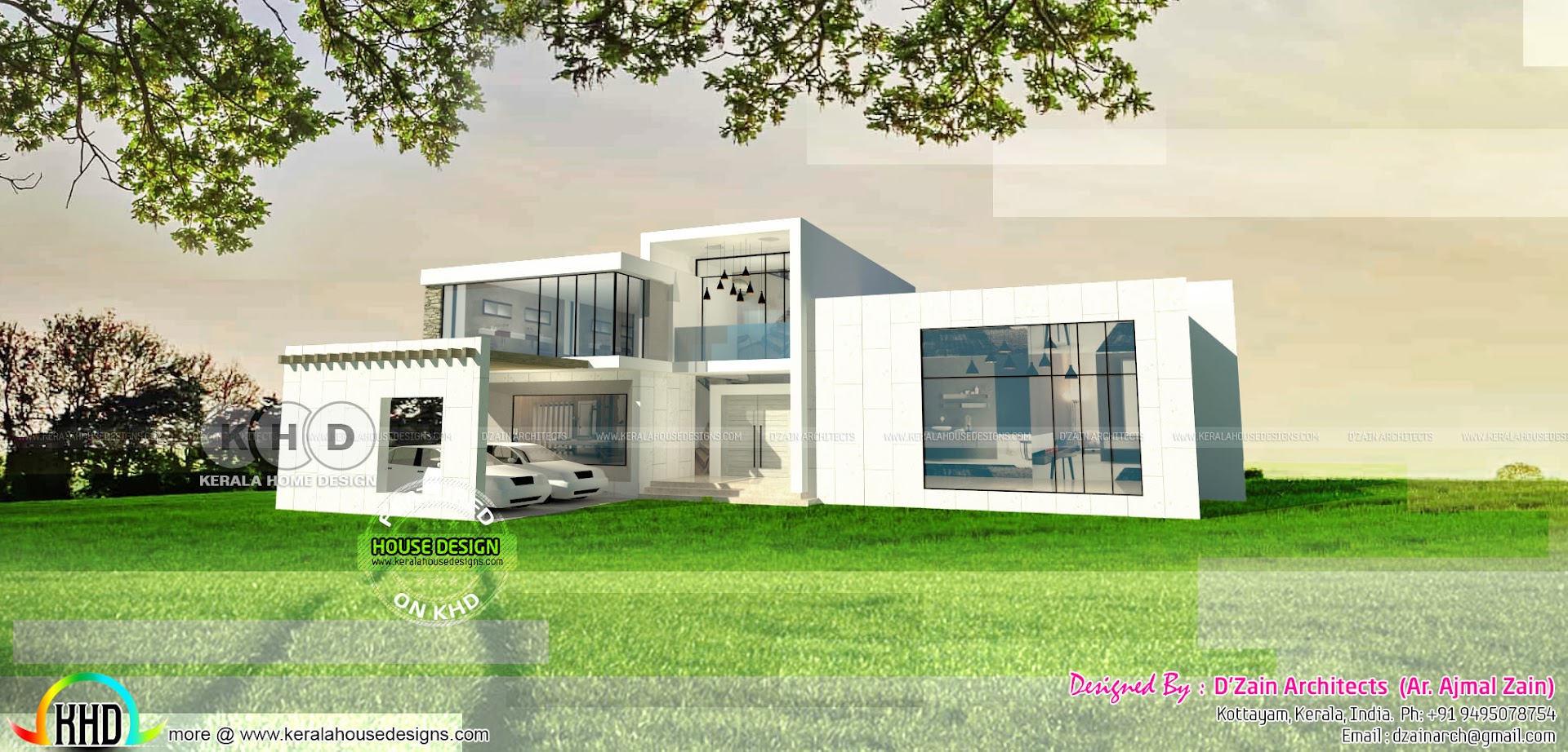 Day And Night View Of 5 Bedroom Flat Roof House Kerala