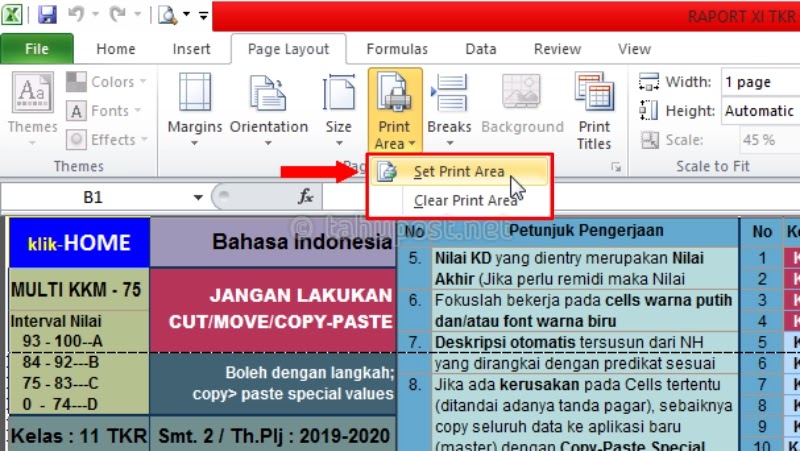 Cara membuat worksheet menjadi satu halaman di Excel