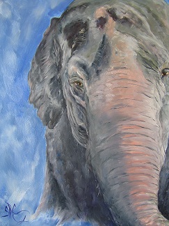 "Methai" an elephant in painterly style