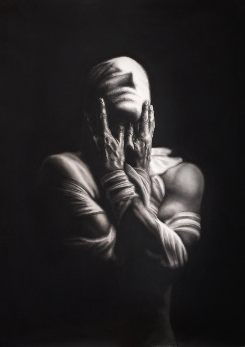 Os surreais e hiper-realistas desenhos a grafite de Jono Dry Jono Dry desenhos surreais hiper-realistas a grafite preto e branco corpos olhares