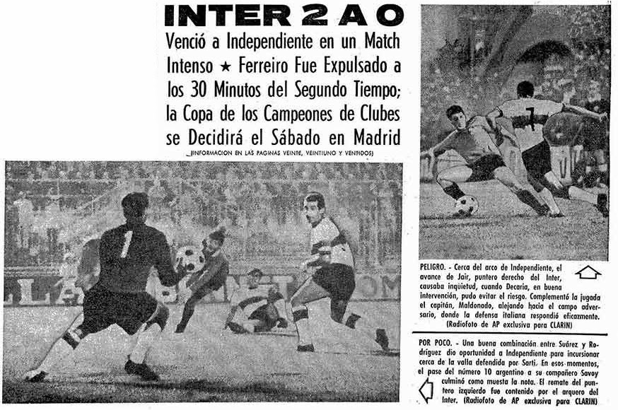 Estadisticas CA Independiente 1964 COPA INTERCONTINENTAL Inter (ITA) 2