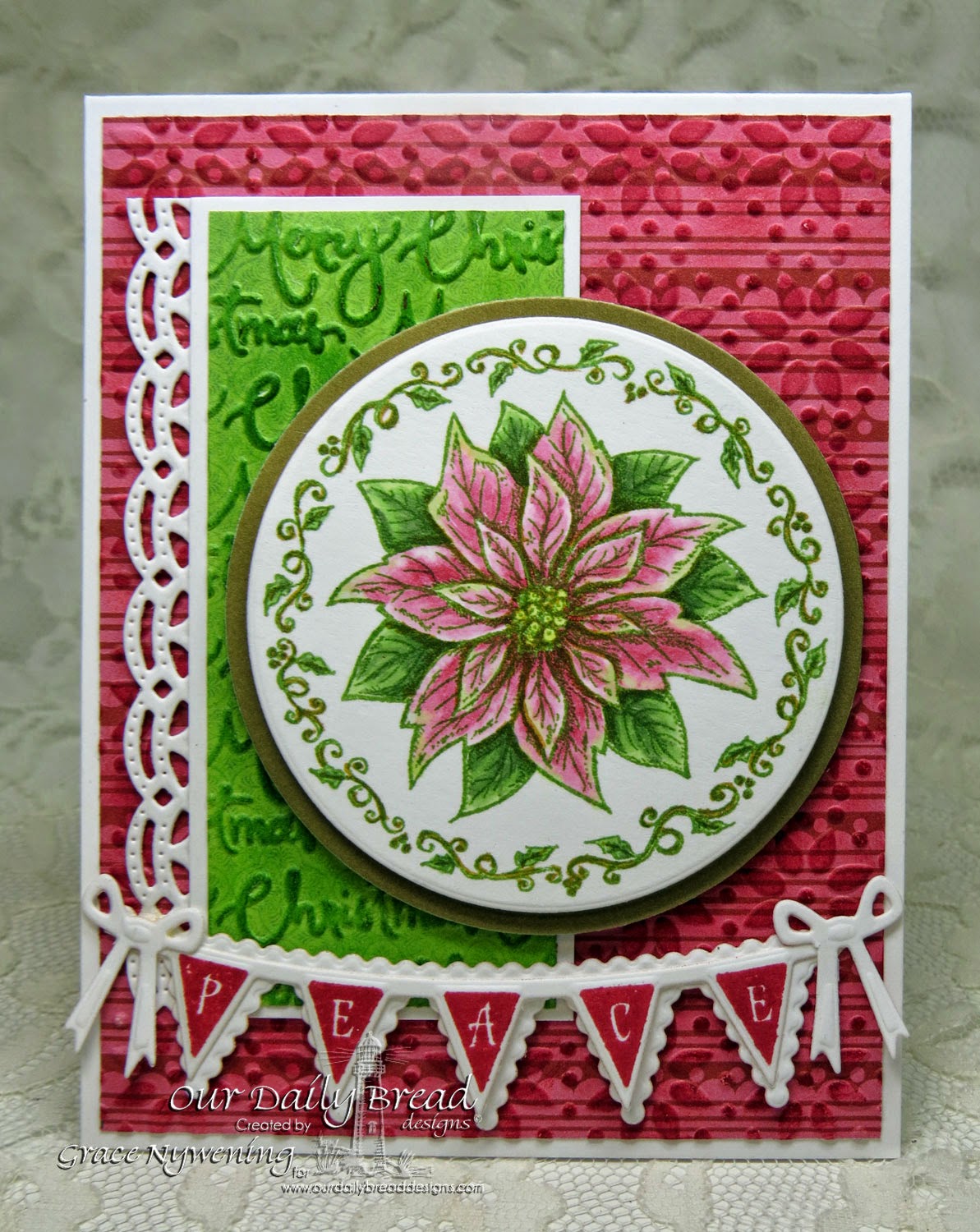 ODBD stamps: Poinsettia Ornament, Christmas Pennant Row, designed by Grace Nywening