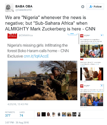 1a3 Nigerians react after CNN omitted 'Nigeria' In Mark Zuckerberg's visit report on Twitter