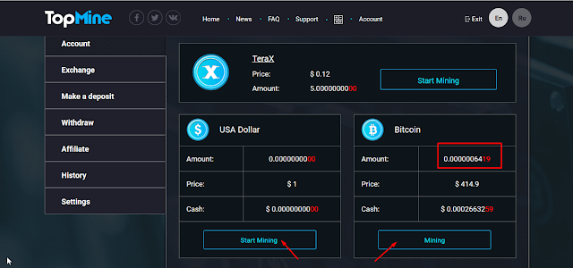 Dapatkan Dolar dan Bitcoin gratis dari Topmine Dapatkan Dolar dan Bitcoin gratis dari Topmine