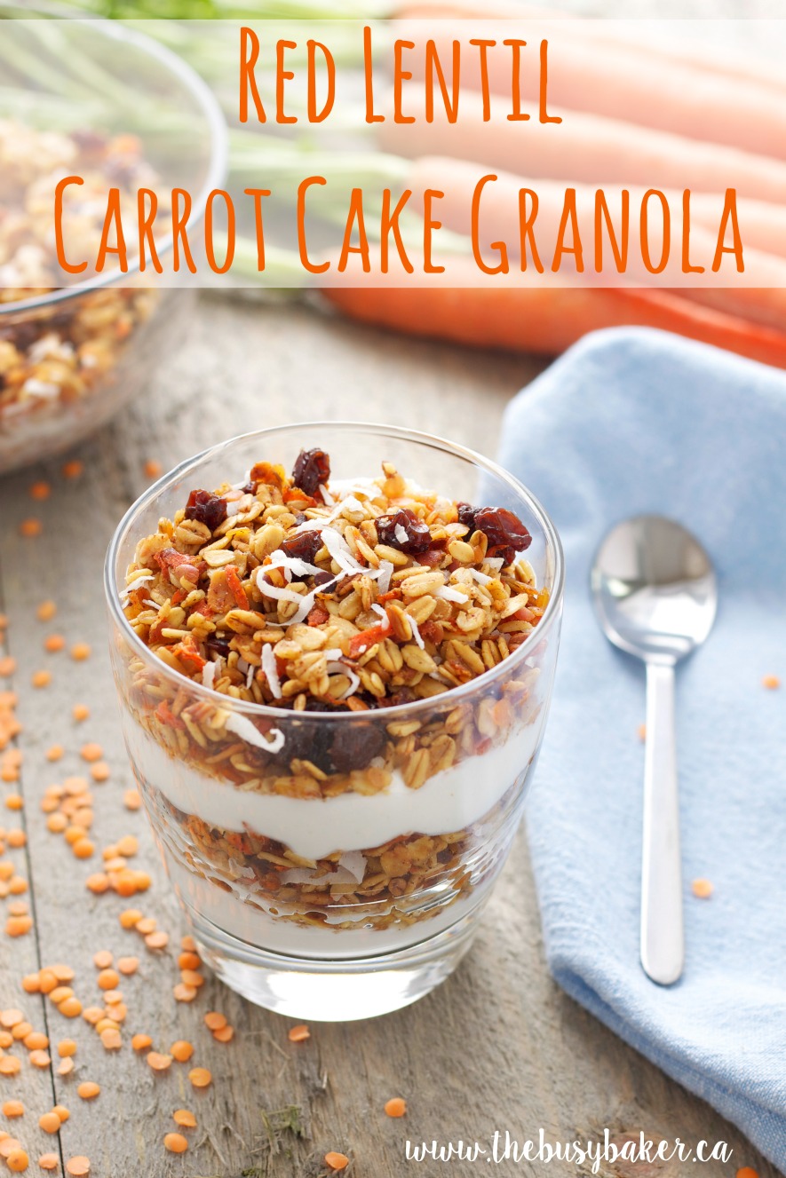 Red Lentil Carrot Cake Granola LoveLentils The Busy Baker