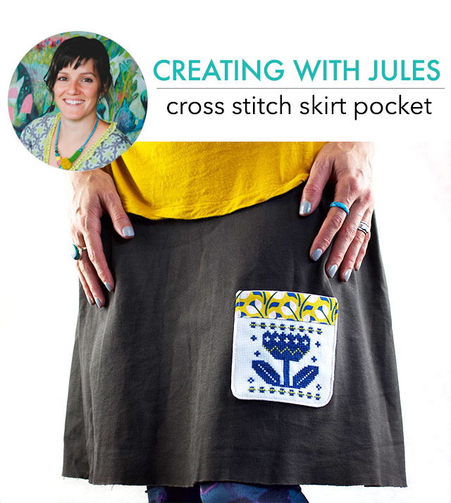creating with Jules: cross stitch pocket