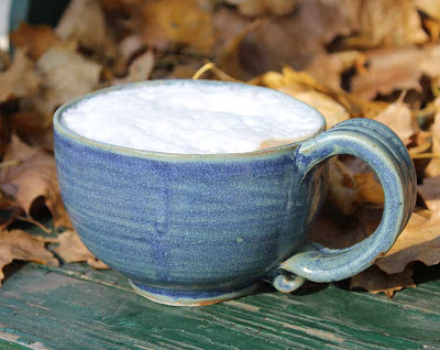 coffee in a blue mug