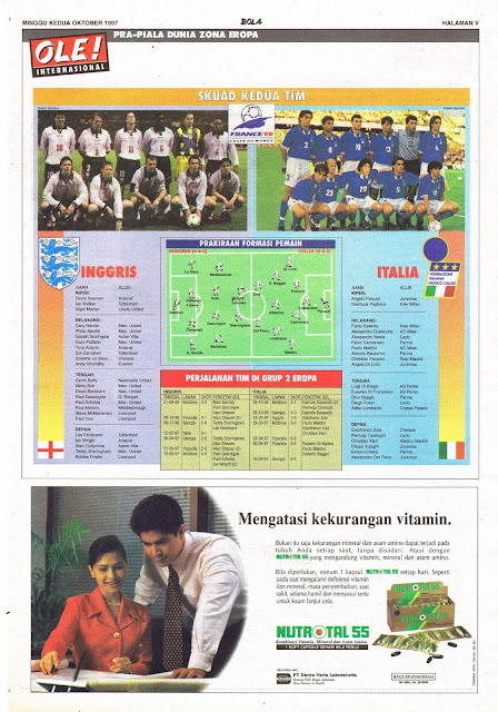 WORLD CUP QUALIFIER 1998 ITALIA VS ENGLAND