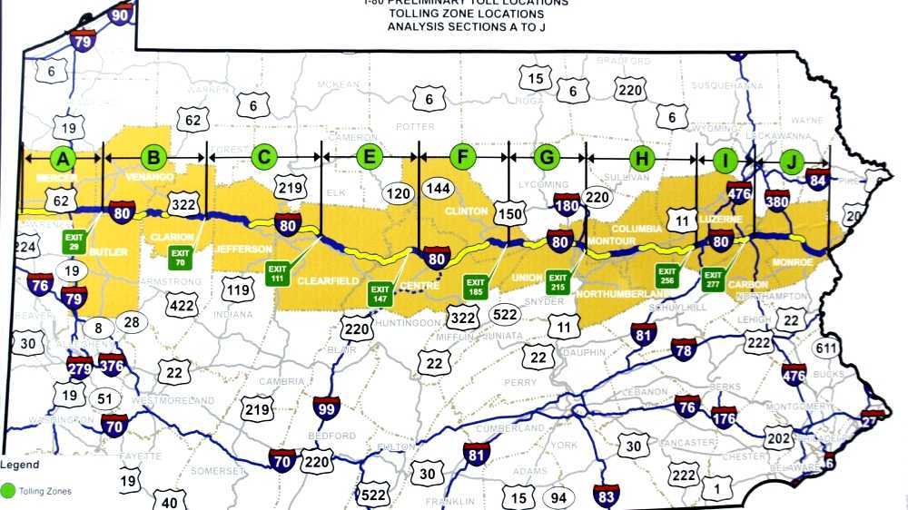 Route 80 Pa Map Interstate 80 In Pennsylvania