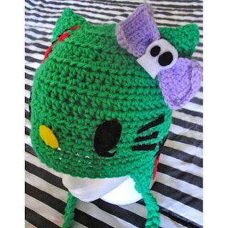 Hello Kitty zombie crochet hat with ears