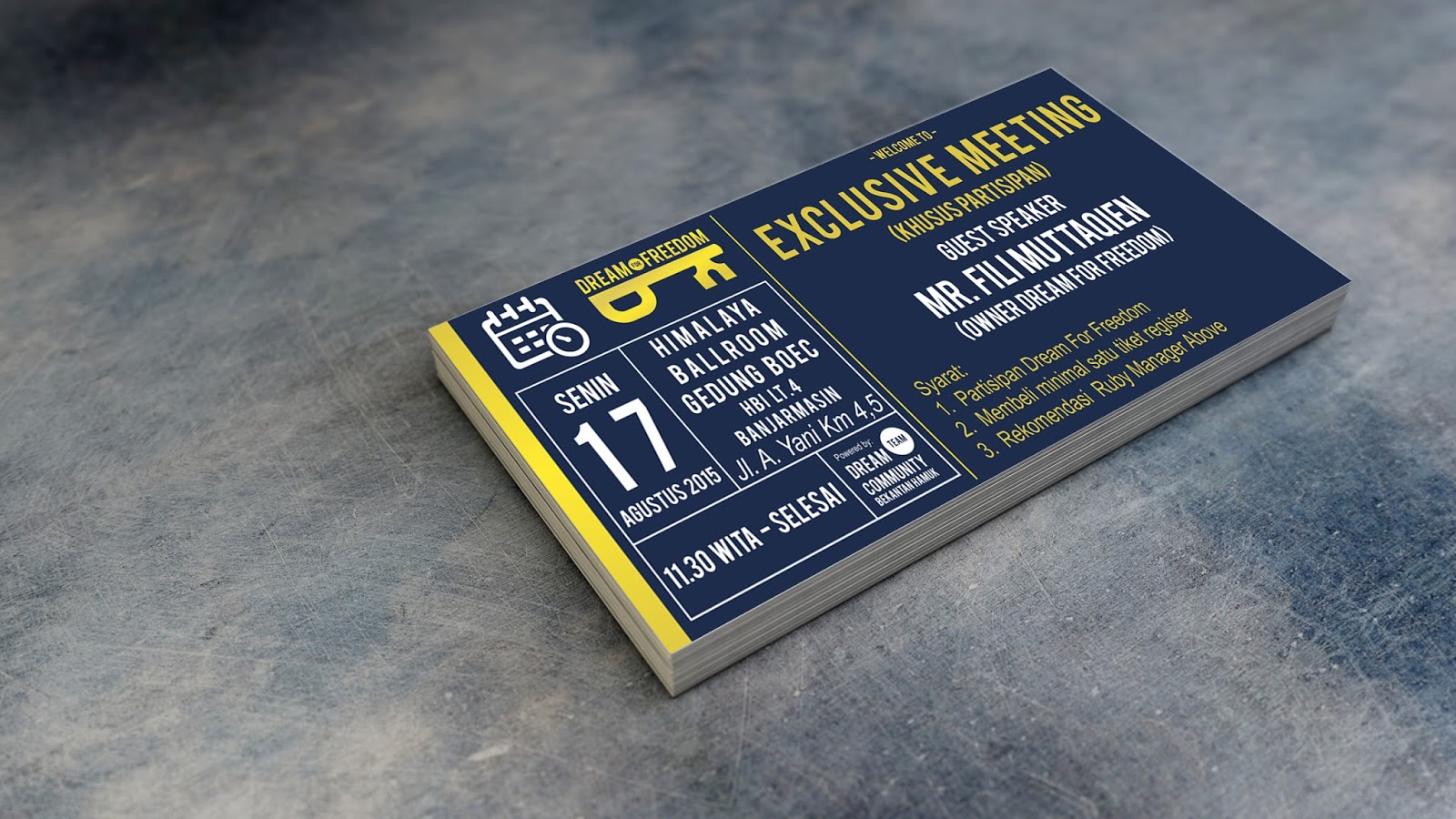 Desain Tiket Exclusive Meeting Dream For Freedom Bekantan