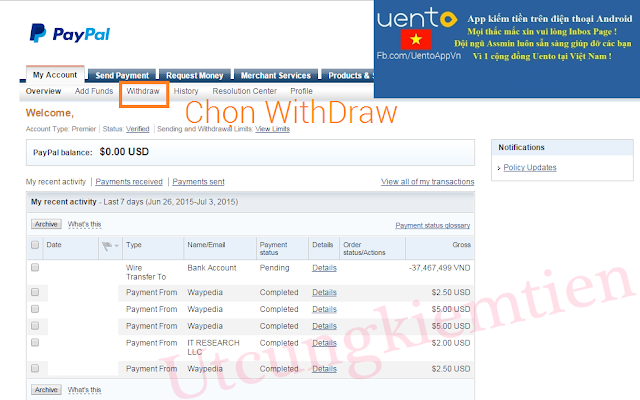 PayPal Rút tiền từ PayPal về Việt Nam