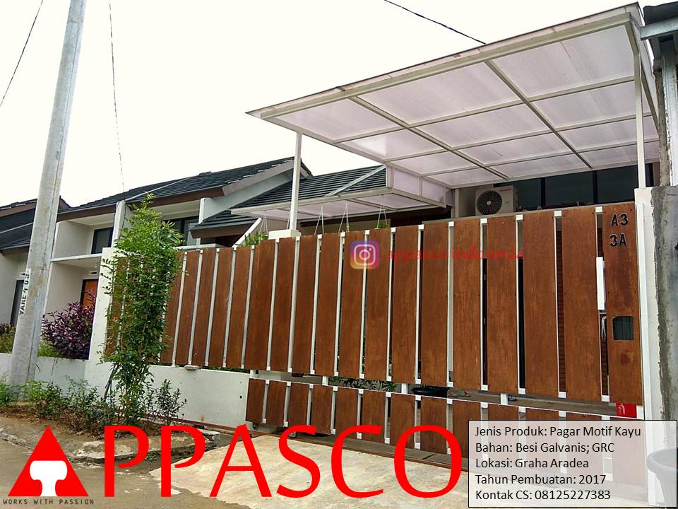Pagar Minimalis Modern Motif Kayu Grc Di Graha Aradea Pagar