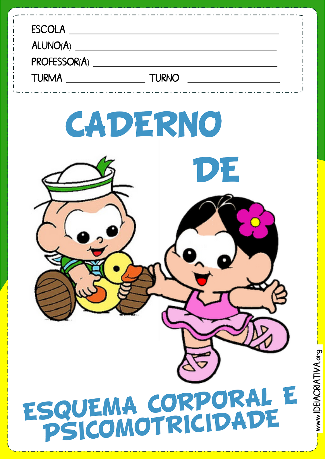 Capinhas de Cadernos Coloridas Infantis Para Imprimir - QDB