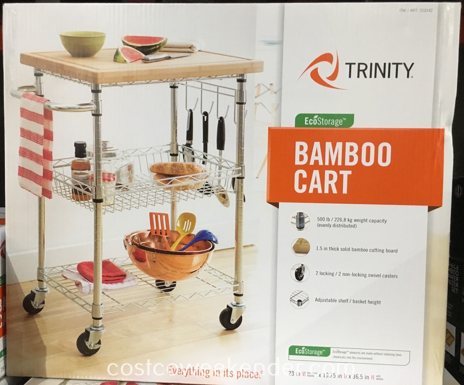 Trinity EcoStorage Kitchen Bamboo Cart Costco Weekender