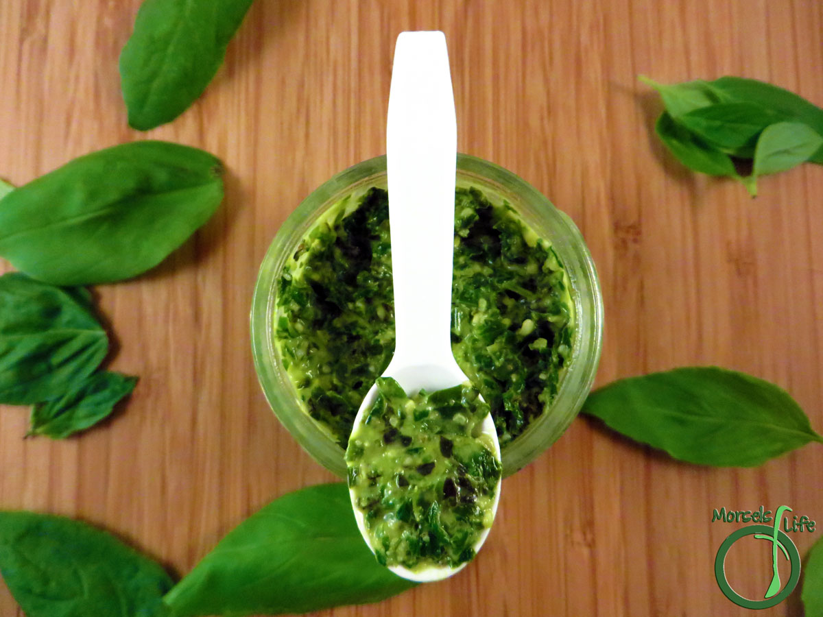 Morsels of Life - Green Basil Pesto - A simple green basil pesto. Keep your pesto green with one simple step.