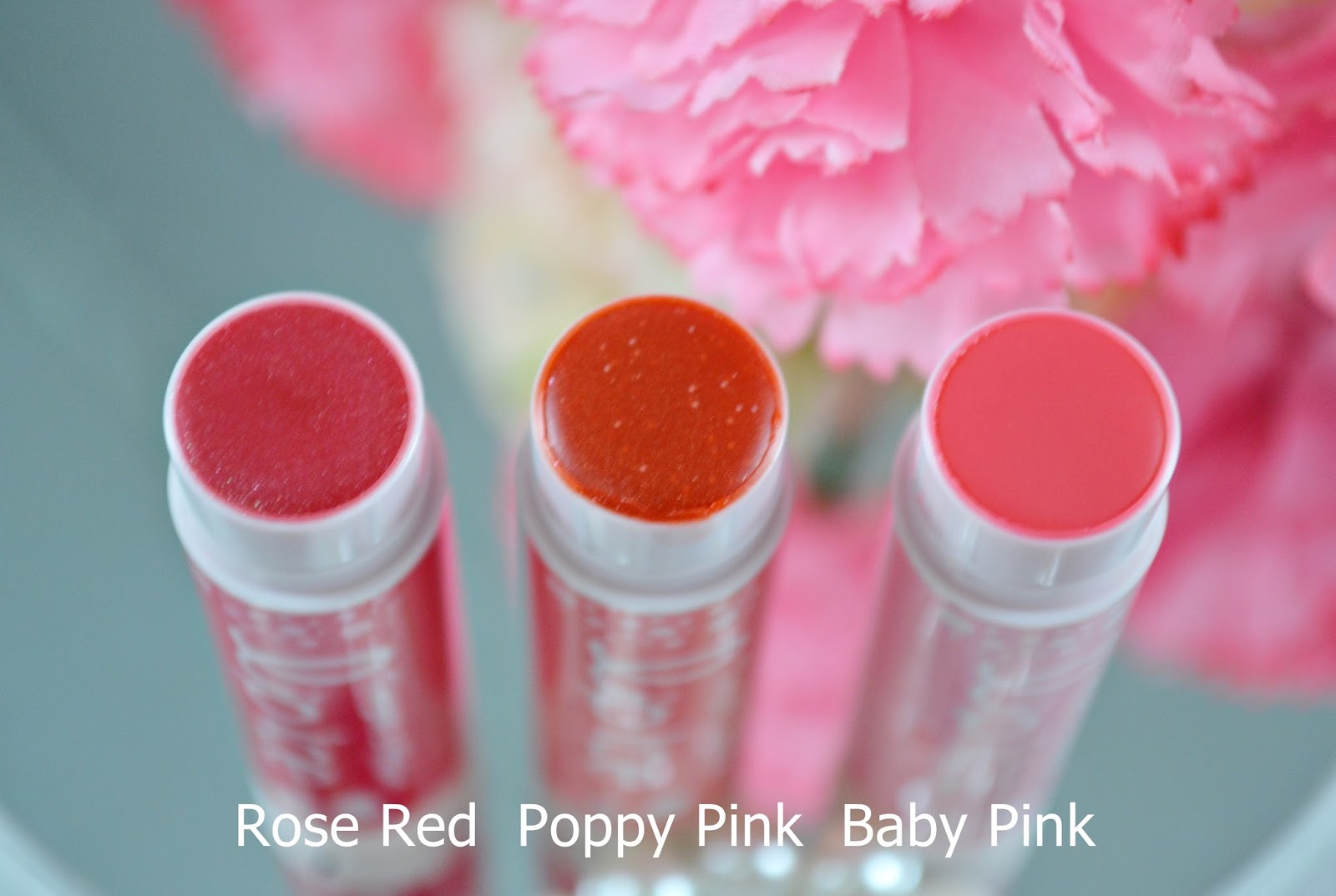 Lip Ice Tinted Lip Balm Baby Pink, Poppy Pink and Rose Red All About