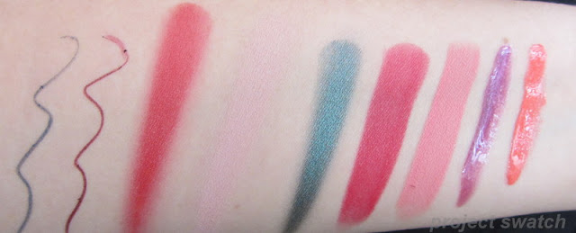 Adamant pencil; Severe pencil; Brazen cream blush, Crumble cream eyeshadow, Stoic liquid mental Drench lipstick, Fable lipstick, Tantrum lip gloss, Mistress lip gloss