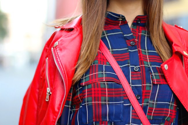 Navy Checkered Dress