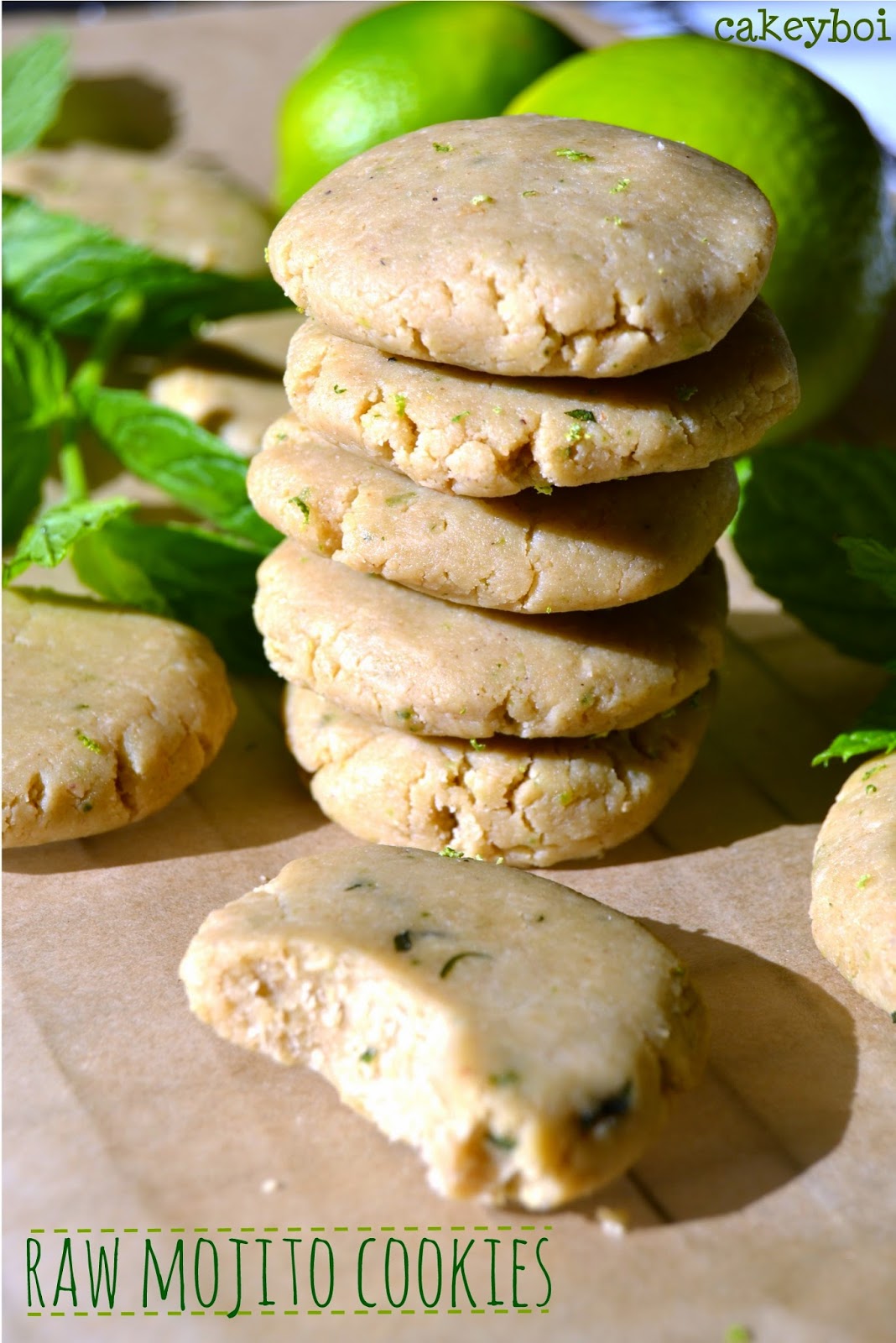 raw cookies flavoured with lime and mint