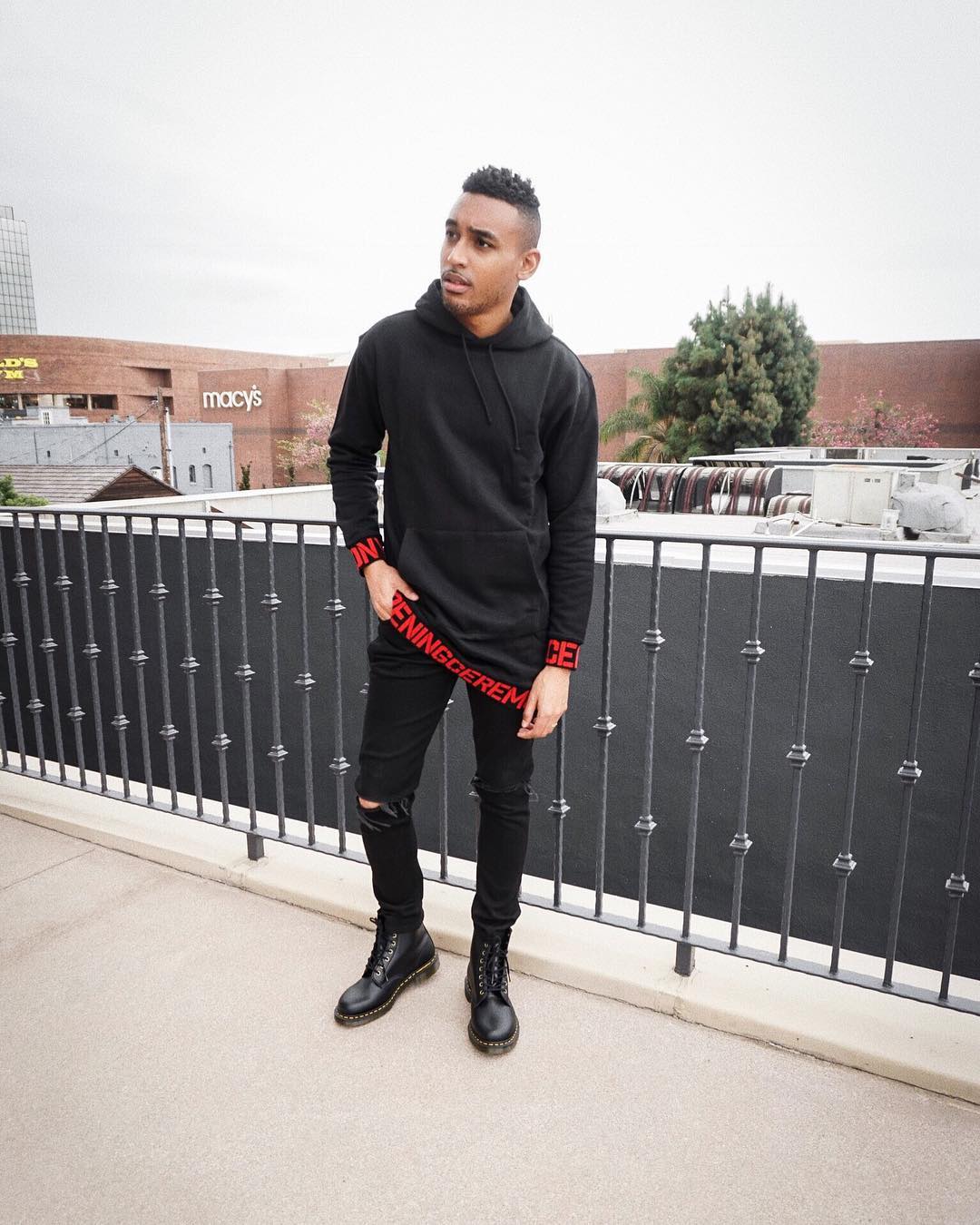 mens fashion longline hoodie opening ceremony streetstyle men dr martens boots