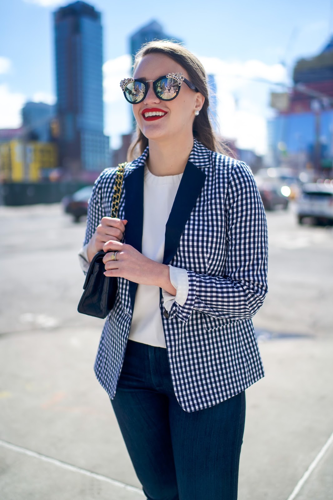 Navy Gingham Blazer | Connecticut Fashion and Lifestyle Blog | Covering ...