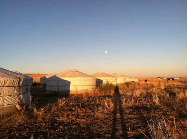 Mongolian Gers at Sunrise 
