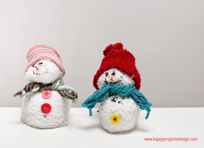 muñeco de nieve con calcetín
