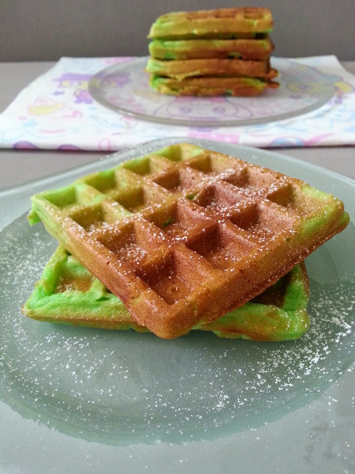Baking on Cloud 9 Crispy pandan waffles