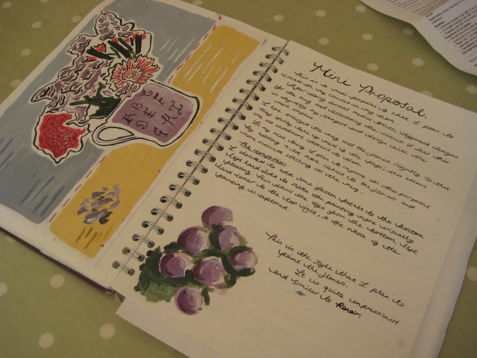 emma's sage green Alice's sketchbooks