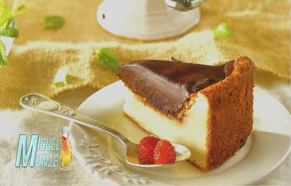 Tarta de queso y ganache de chocolate
