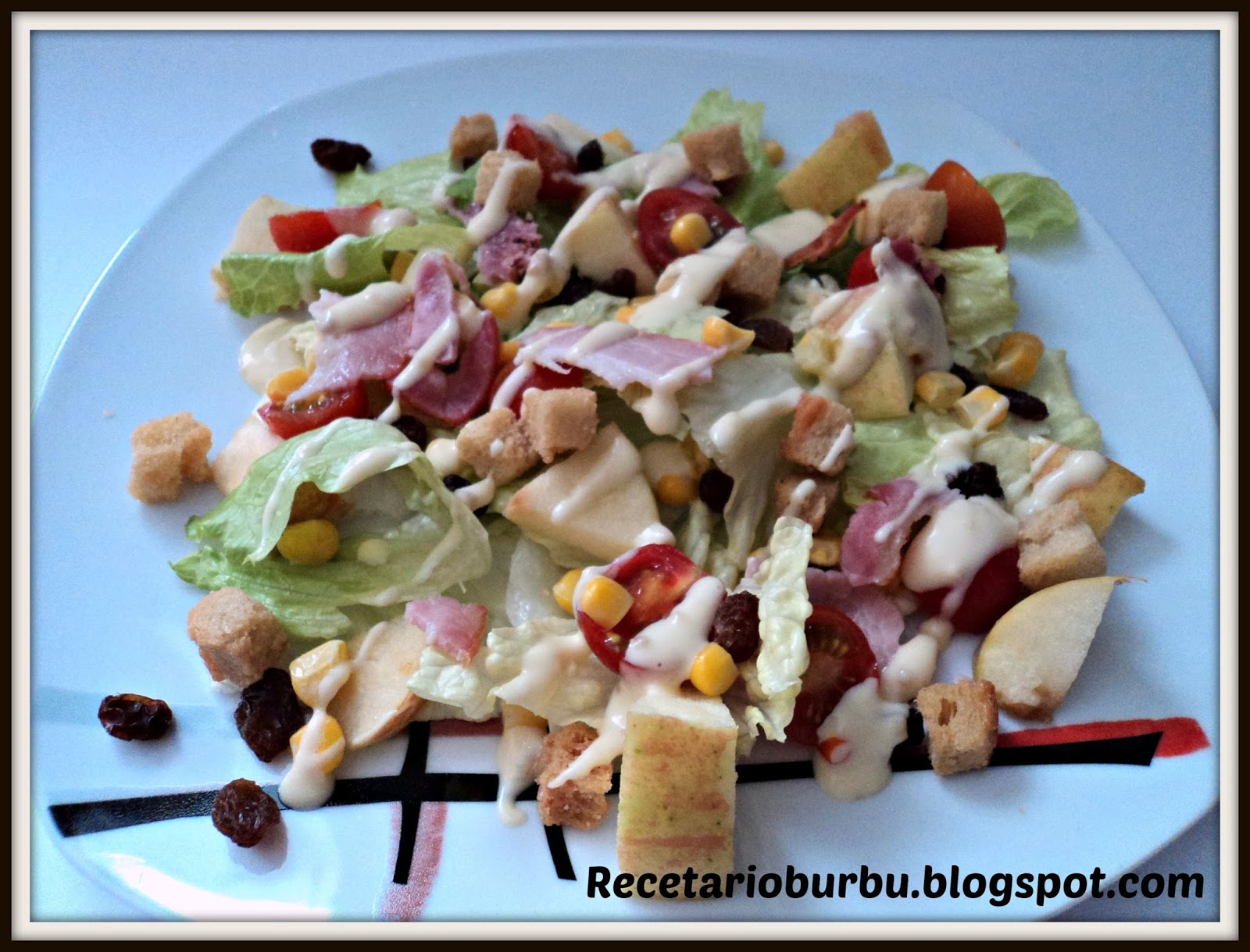 Recetario Burbu: Ensalada con salsa de miel y mostaza