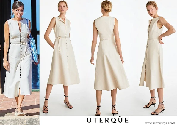 Queen Letizia wore Uterque cotton blend sleeveless midi dress