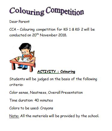CCA - Colouring Competition for KG1 and KG2 | WORLD SCHOOL OMAN
