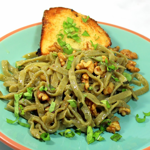 52 Ways to Cook Basil Pesto Flavored Pasta with a Brown Butter Walnut Sauce