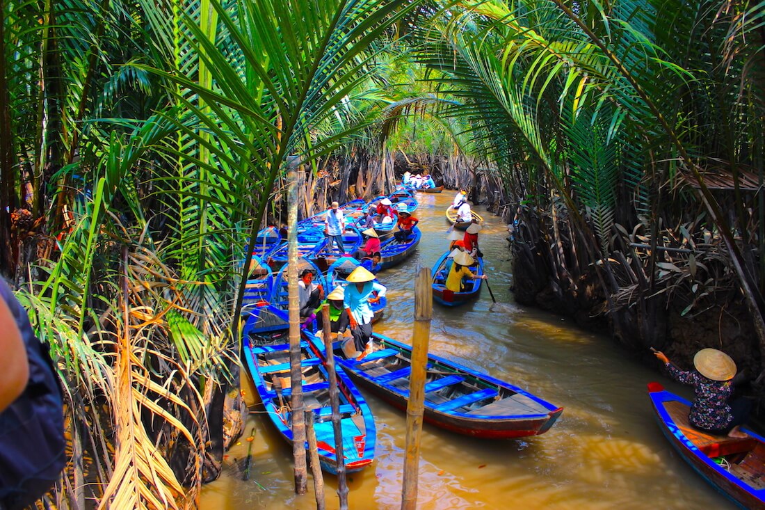 boats on the mekong delta river