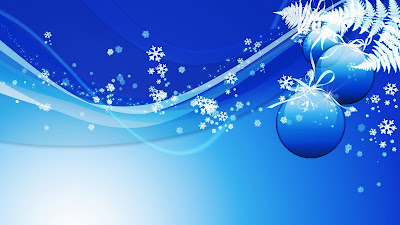 Blauwe wallpaper met kerstballen