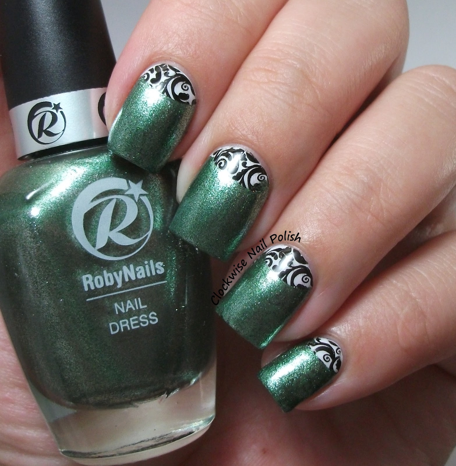 The Clockwise Nail Polish Roby Nails Green Diamond Review & Half Moon