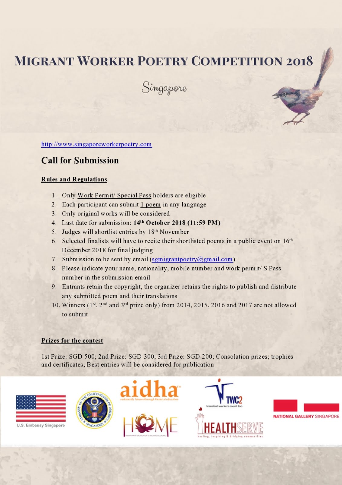 PeopleGo News and Updates: Migrant Worker Poetry Competition 2018 Singapore