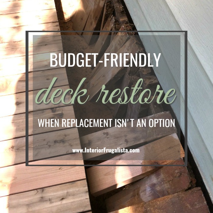 A budget-friendly deck restoration. How to restore an old outdoor wood deck to buy some time when a brand new replacement deck isn't in the budget. -Friendly Deck Restore
