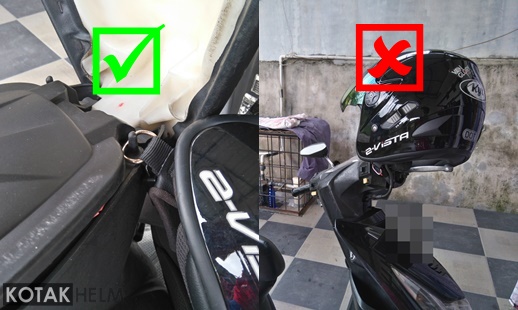 tips menjaga helm mengunci helm di dalam jok saat saat akan meninggalkan helm diparkiran