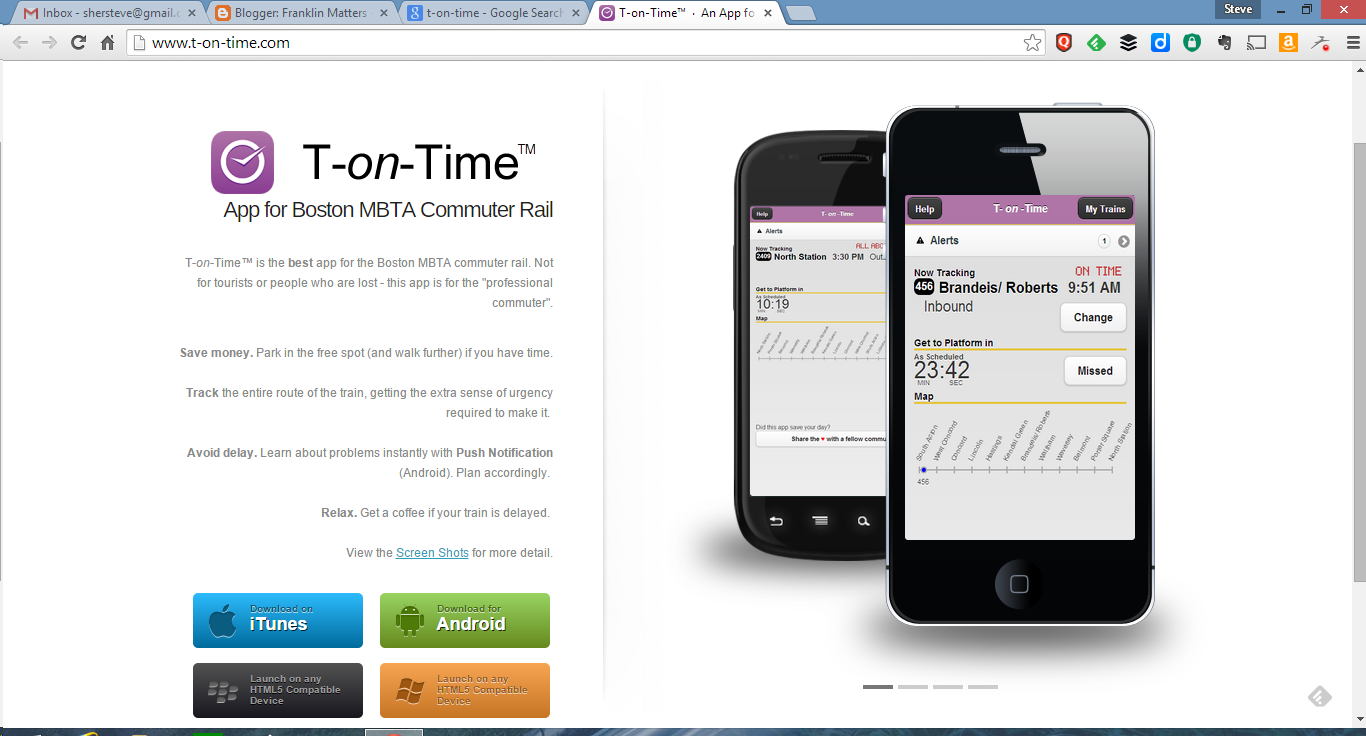 screen grab for T-on-Time app