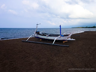 Beautiful Beach Scenery With Fishing Boat Parked The Beach Sand At Umeanyar Village, North Bali, Indonesia