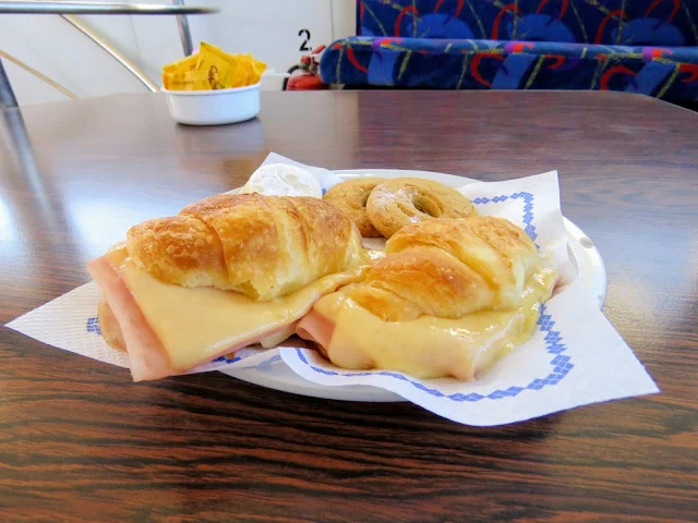 Ham and cheese croissants served on the Cau Cau boat cruise in Bariloche Argentina