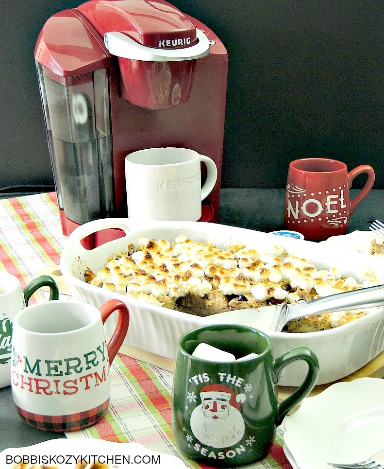 Peppermint Hot Chocolate Bread Pudding is rich, and creamy, and loaded with you favorite holiday flavors from www.bobbiskozykitchen.com