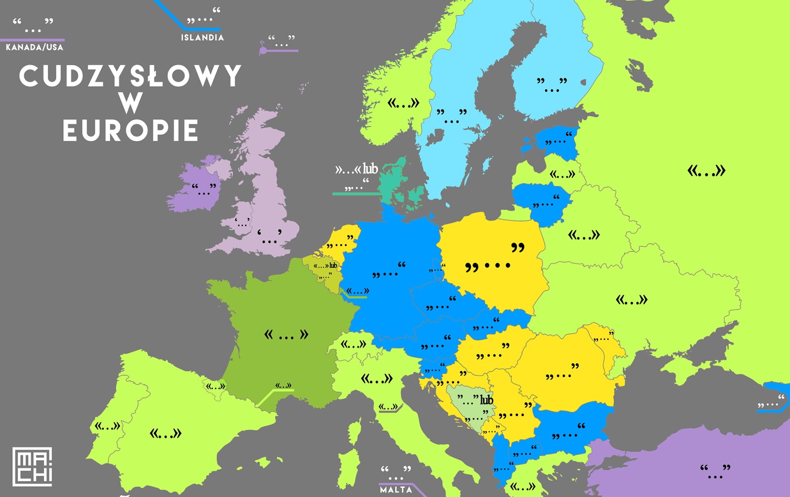 Quotation marks by European country - Vivid Maps