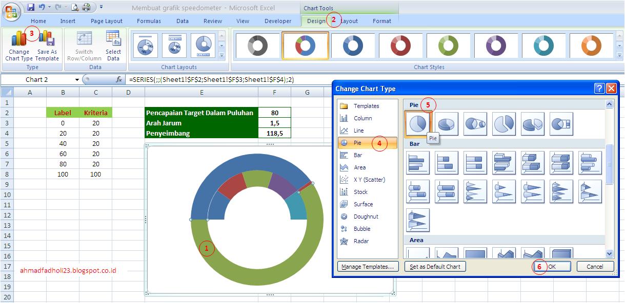 Membuat Grafik Bentuk Diagram Speedometer di Excel Bagian 1 Mas