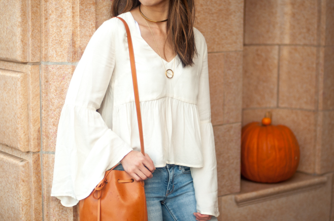 san francisco fashion blogger wearing minkpink bell sleeved top 