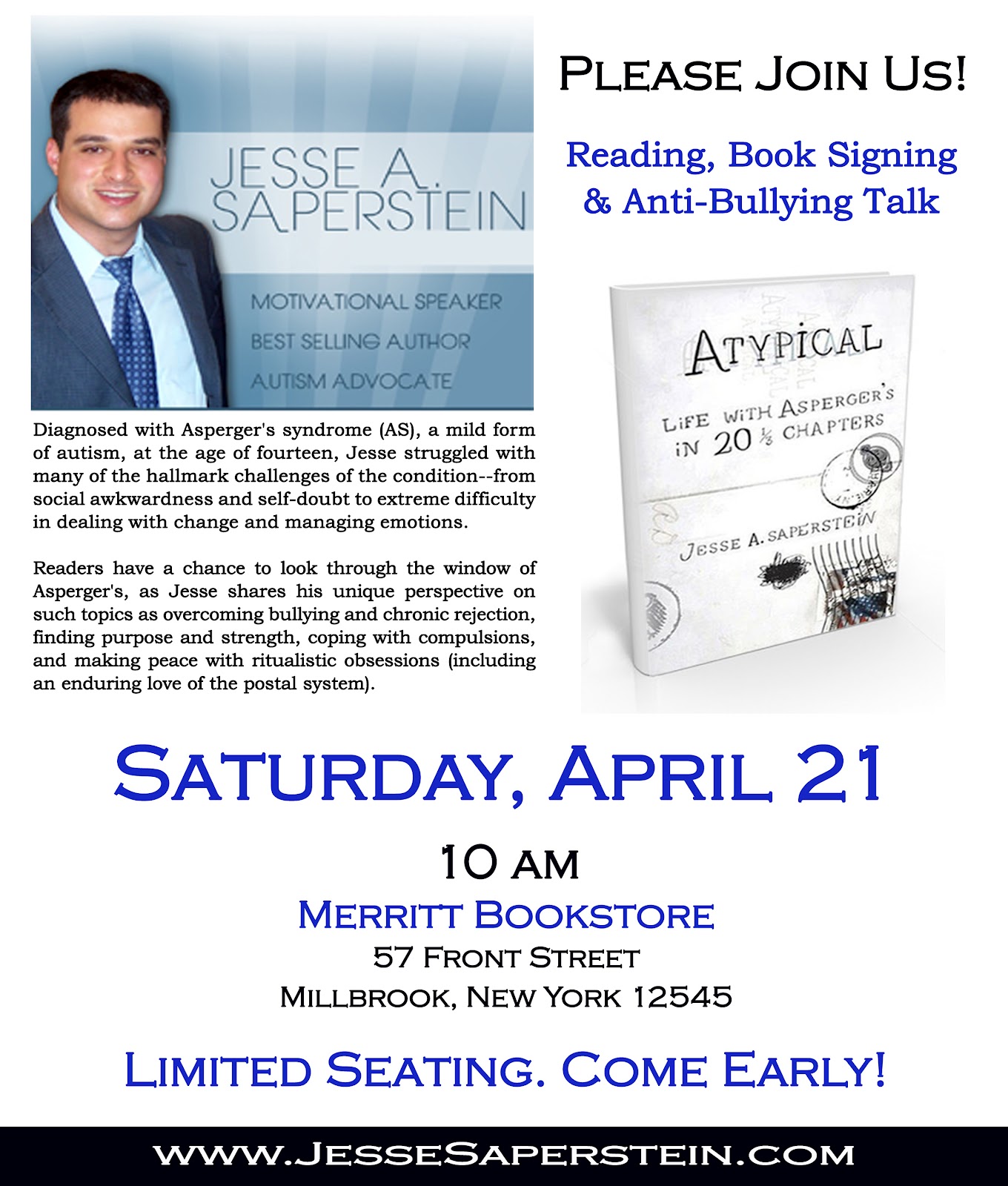 Jesse A. Saperstein "Atypical" Blog Jesse Saperstein to Speak in